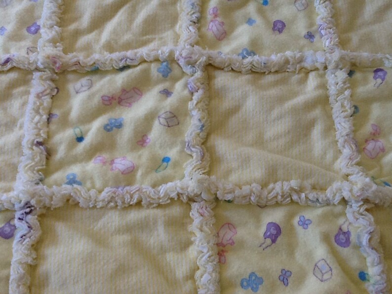 Yellow Baby Items Rag Quilt