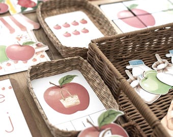 Apple Orchard Morning Basket, Printable, Montessori, Homeschool Resources, Apple Activities