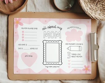 Mother's Day Gift All About My Mom Printable For Mother's Day Gift for Mother's Day Activity For Kids Gift For Mom for Mother's Day