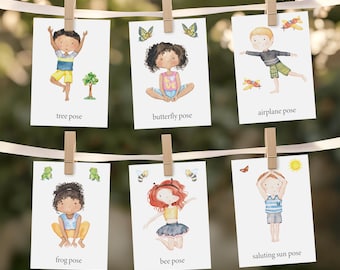 Kids Yoga Flashcards, Yoga for Kids, Flashcards, Digital Download | DIY flashcards |  Yoga Poses, Montessori Cards, Homeschool Resources