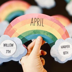Rainbow Birthday Display | Birthday Chart | Rainbow | Preschool | Rainbow Classroom | Birthday | Rainbow Watercolour