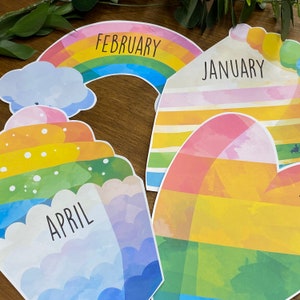 Rainbow Party Birthday Display Birthday Chart Rainbow Preschool Rainbow Classroom Birthday Rainbow Watercolour Posters image 3