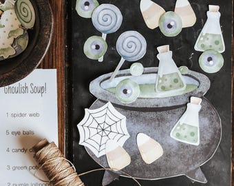 Jeu de soupe macabre d'Halloween pour enfants d'âge préscolaire Jeu d'Halloween pour la pensée critique et la résolution de problèmes, jeu d'Halloween à imprimer