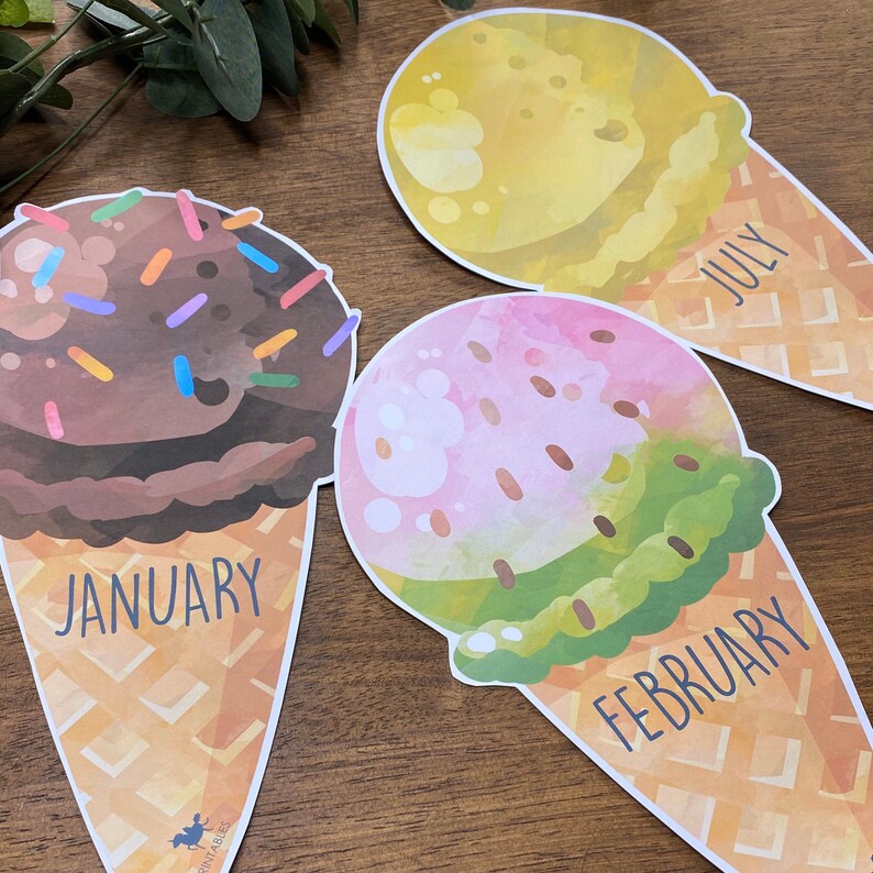 Ice Cream Birthday Display Birthday Chart Ice Cream Etsy