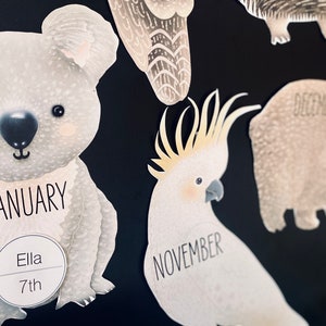 AUSTRALIAN ANIMAL Birthday Display | Birthday Chart | Australian | Koala | Australian Animal Themed Classroom Decor