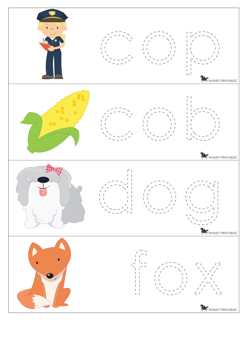 cvc word tracing cards cvc words preschool learning etsy