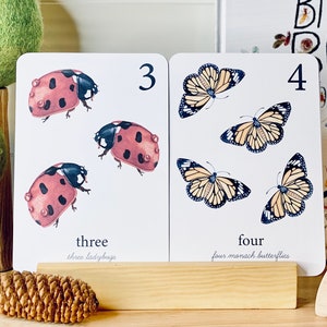 Schede didattiche sui numeri Minibeast, schede didattiche sul conteggio della natura per bambini, schede Montessori, risorse per l'istruzione parentale