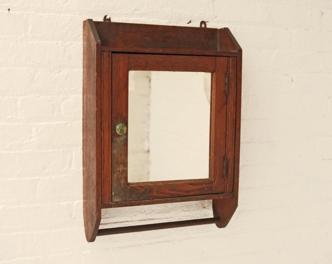Antique Oak Medicine With Towel Rack Etsy