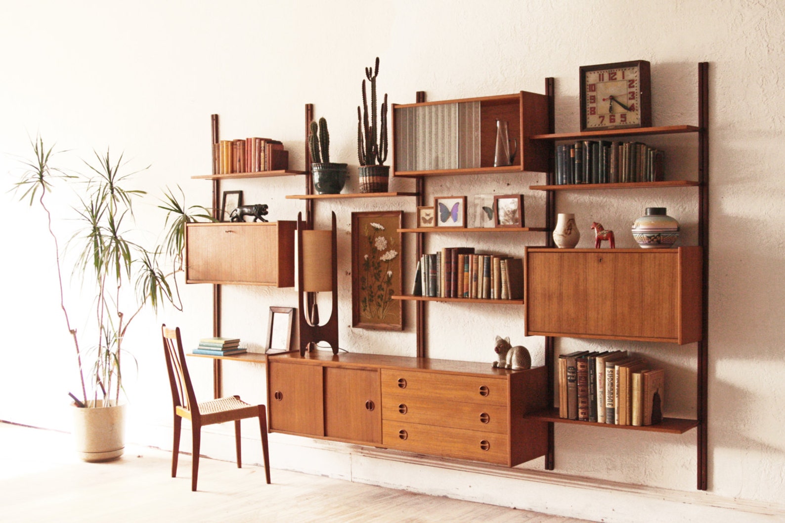 Danish Mid Century Modern Modular Teak Wall Unit Etsy
