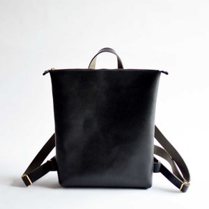 Minimalist Backpack - Black Leather - Women Laptop Bag - Leather Backpack Purse Bag - Leather Purse Backpack - Leather Work Bag Backpack