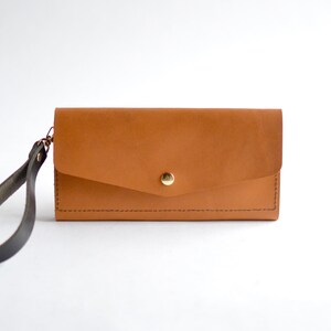 Wristlet Wallet Clutch - Honey Brown Leather - Women Travel Wallet - Leather Clutch Wallet - Leather Clutch Purse - Women Wristlet Clutch