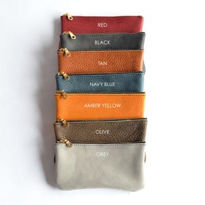 Full-Grain Leather Zipper Pouch: 6 inch, YKK Brass Zipper image 3