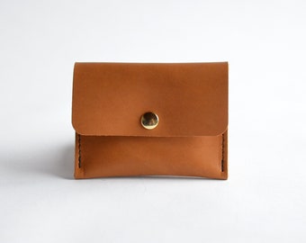 Mini Wallet - Honey Leather - Card Holder Women - Leather Minimalist Wallet Women - Leather Coin Pouch - Coin Purse