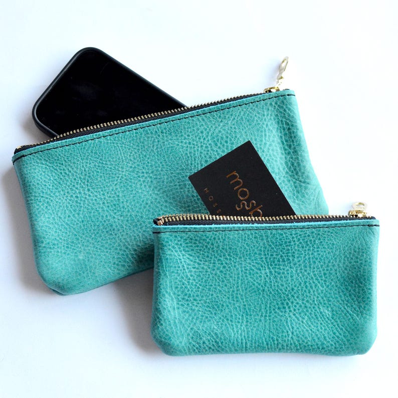 Full-Grain Leather Zipper Pouch: 6 inch, YKK Brass Zipper image 4