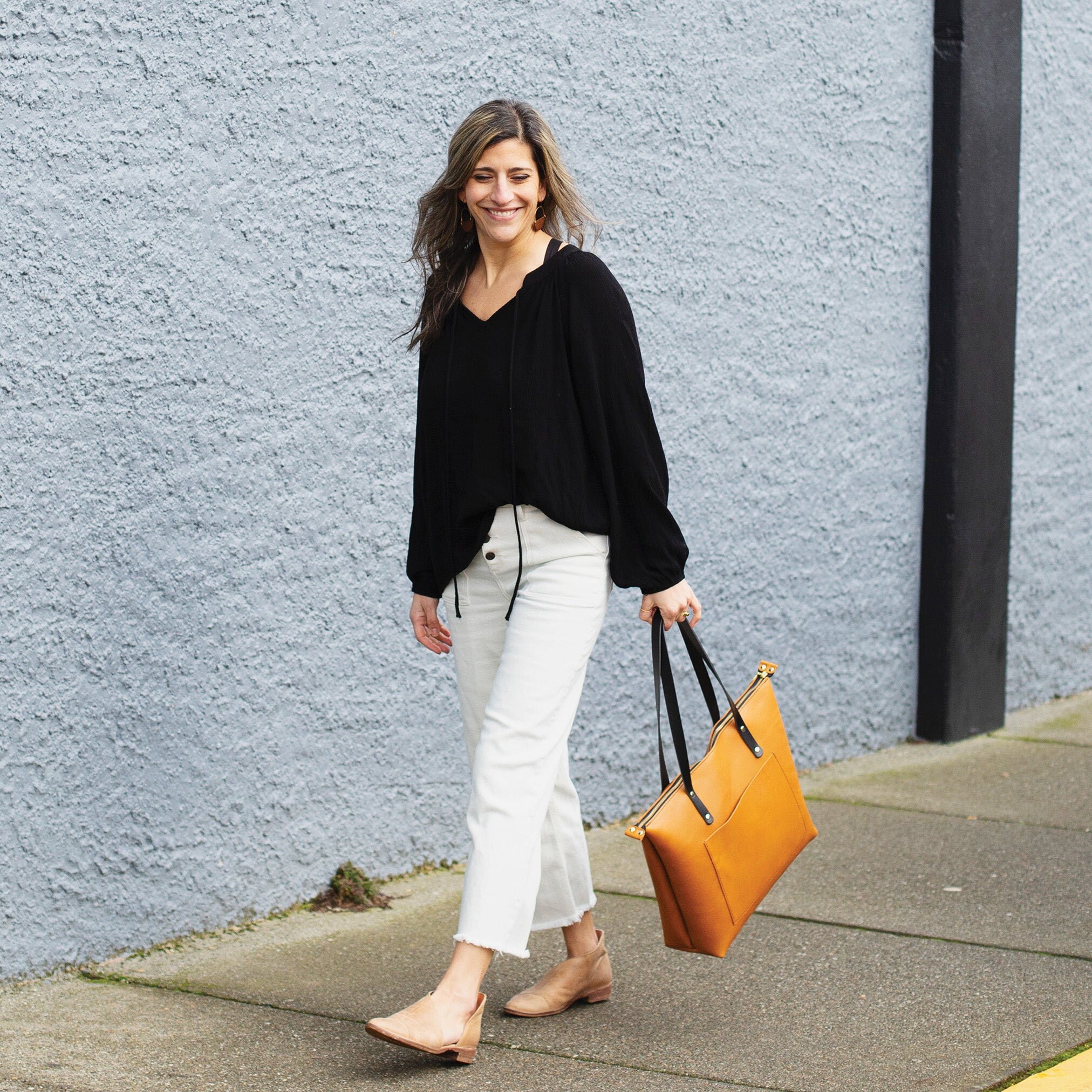 Large Classic Tote - Honey Leather - Leather Tote Bag