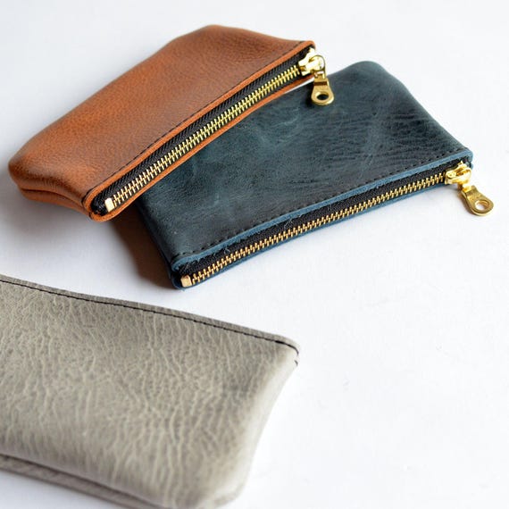 Full-Grain Leather Zipper Pouch: 6 inch, YKK Brass Zipper