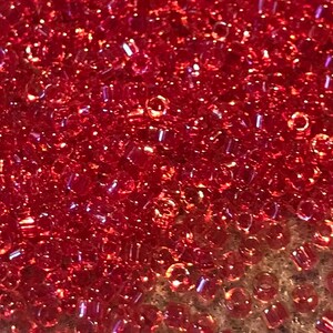 Size 11/0 Miyuki Delica, Color Lined CRANBERRY RED AB(#DB0062), 7.5 gram Tube, 1.6mm Round Glass Seed Bead/Rocaille, Weaving Supply