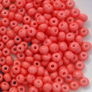 Size 6/0 Pony or E Bead OPAQUE SolGel CORAL/Pinkish Orange Preciosa Czech Glass Seed Beads-4mm Round Rocailles-20grams-Jewelry/Kumihimo