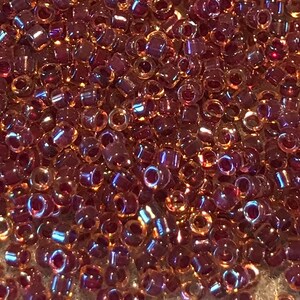 Size 11/0 Miyuki Delica, Color Lined WINE RED AB(#DB0061), 7.5 gram Tube, 1.6mm Round Glass Seed Bead/Rocaille, Jewelry/Weaving Supplies