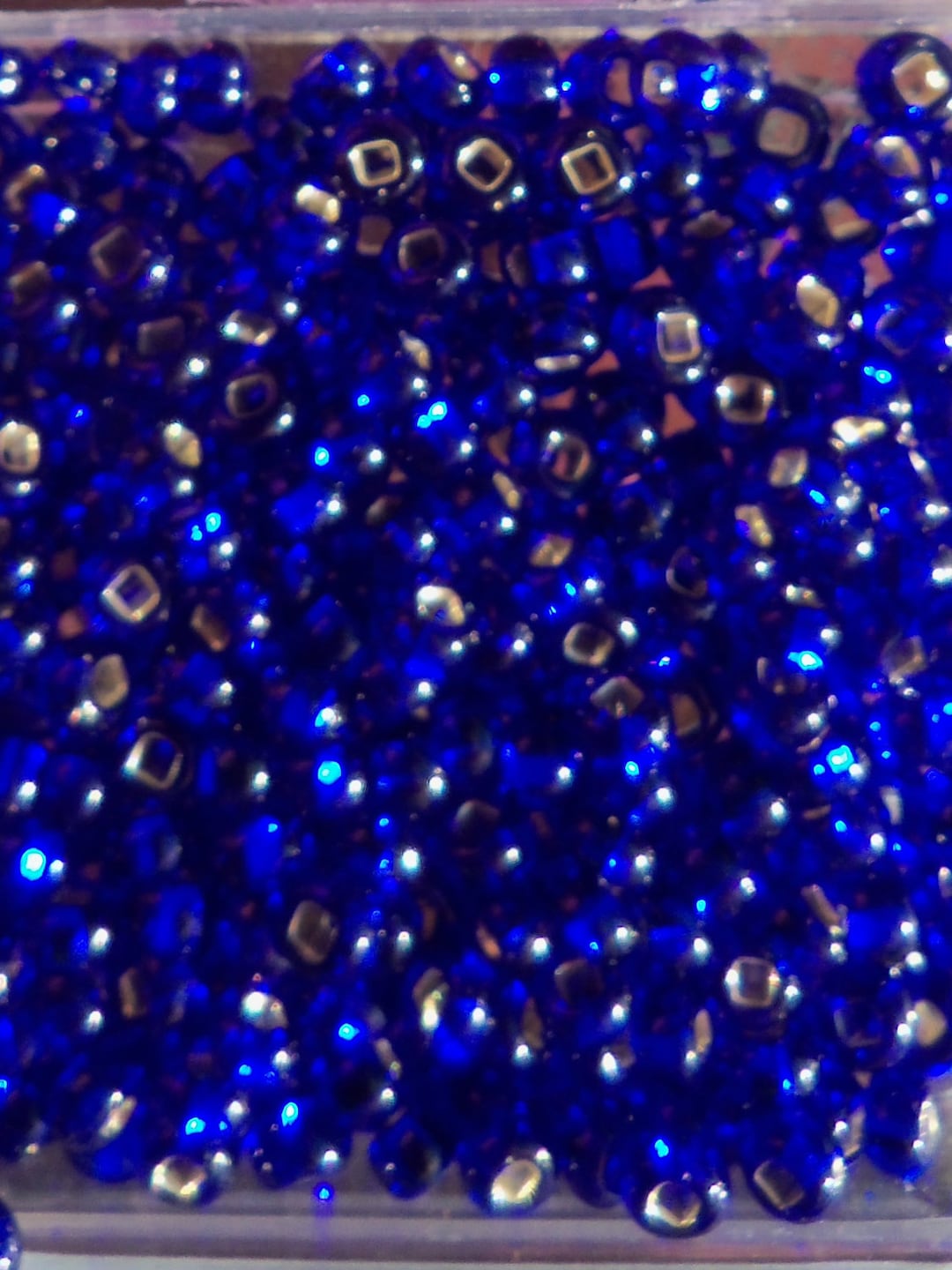 Size 6/0 E Bead Metallicsilver Lined ROYAL BLUE Preciosa Czech Glass