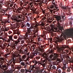 Size 11/0 Miyuki Delica, Opaque Metalllic NICKELPLATED ROSE(#DB0454), 7.5 gram Tube, 1.6mm Round Glass Seed Beads/Rocailles, Weaving Supply
