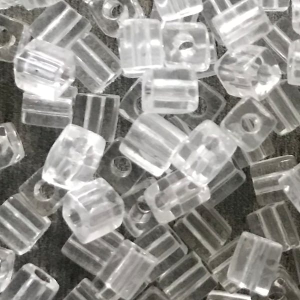 MIYUKI 4mm Cube, Transparent CRYSTAL CLEAR, Square Glass Seed Beads-10grams, Jewelry/Kumihimo/ Weaving Supplies