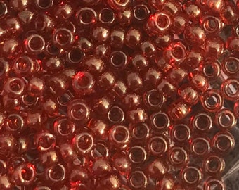Size 15/0 GOLD LUSTERED RED (#15T329) Toho Glass Seed Beads-1.5mm Round Rocailles-10gram Tube-Jewelry/Loom Supplies