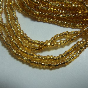 Size 10/0 Metallic SILVER LINED GOLD Preciosa Czech Glass Seed Beads-2.3mm Round Rocailles-Hank/Strands/Strings-Spacer-Jewelry/Loom Supplies