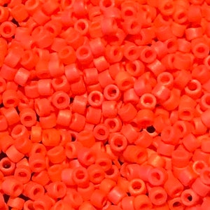 Size 11/0 Miyuki Delica, Opaque Rainbow MATTE ORANGE (#DB0872), 7.5 gram Tube, 1.6mm Round Glass Seed Beads/Rocaille, Weaving Supplies