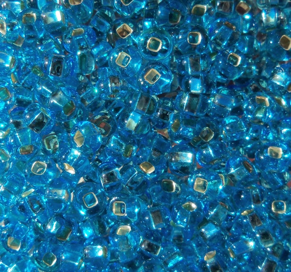 Size 6/0 E Bead Metallic Silver Lined AQUA BLUE Preciosa Czech Etsy