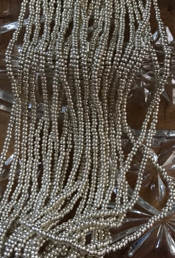 Preciosa Czech Glass Seed Beads 11/0 METALLIC SILVER (6 String Hank)