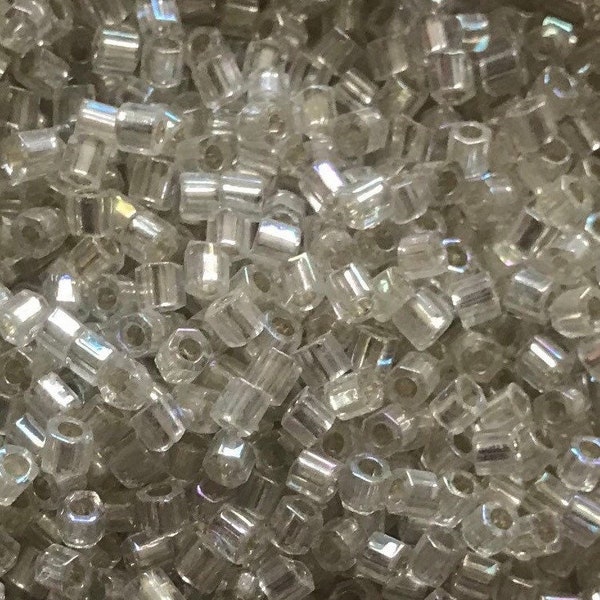 Size 8/0 SILVERLINED CRYSTAL Ab (#8H2021) TOHO Hexagon Cut Glass Seed Beads-3mm Hex-8gram Tube-Jewelry/Kumihimo Supplies
