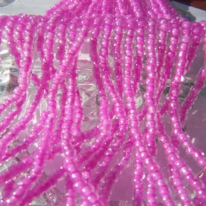 Size 11/0 Seed Beads COLORLINED PURPLE/PINK Preciosa Czech Glass Seed Beads-2.1mm Round Rocailles-Bead Strands/Strings-One Hank-Supplies
