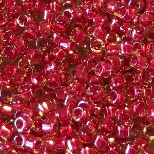 Size 11/0 Miyuki Delica, Color Lined RHUBARB RED(#DB0283), 7.5 gram Tube, 1.6mm Round Glass Seed Bead/Rocaille, Jewelry/Loom/Weaving Supply
