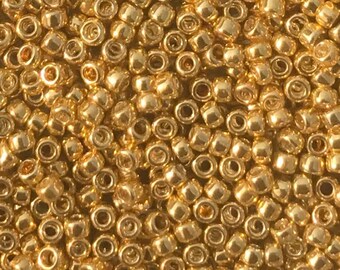 Size 15/0 Opaque METALLIC GALVANIZED GOLD (#15T557) Toho Glass Seed Beads-1.5mm Round Rocailles-10gram Tube-Jewelry/Loom Supplies