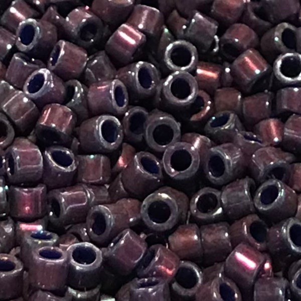 Size 11/0 Miyuki Delica, Opaque Midnight PURPLE IRIS(#DB0135), 7.5 gram Tube, 1.6mm Round Glass Seed Beads/Rocaille, Weaving Supply