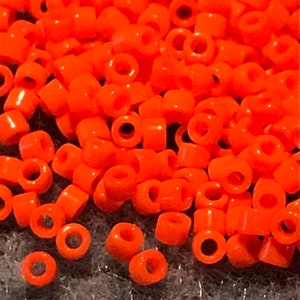 Size 11/0 Miyuki Delica, OPAQUE ORANGE (#DB0722), 7.5 gram Tube, 1.6mm Round Glass Seed Bead/Rocaille, Weaving Supply