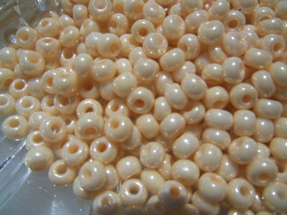 Size 6/0 Pony or E Bead Opaque DARK EGGSHELL PEARL Preciosa Czech Glass Seed Beads-4mm Round Rocailles-20grams-Spacers-Kumihimo Supplies