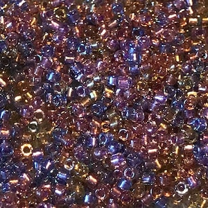 11/0 Miyuki Delica, Color Lined Metallic MAJESTIC MIX Purple/Bronze(#DB0986), 7.5 gram Tube, 1.6mm Round Glass Seed Bead/Rocaille, Supplies