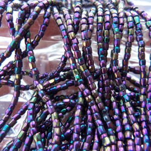 Size 12/0 Three Cut-Tri Cut OPAQUE PURPLE Iris-AB-Rainbow Preciosa Czech Glass Seed Beads-18.5gram package loose beads-1.9mm Rocailles