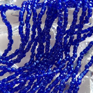 Size 9/0 Three Cut-Tri Cut Transparent COBALT BLUE LUSTER-Shiny Preciosa Czech Glass Seed Beads-2.6mm Rocaille-Hank/Strands/Strings-Supplies