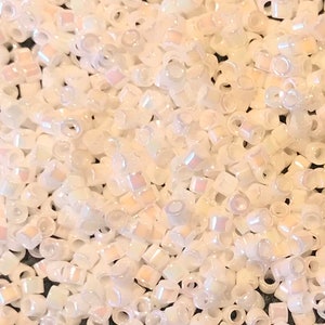Size 11/0 Miyuki Delica, Opaque RAINBOW WHITE PEARL (#DB0202), 7.5gram Tube, 1.6mm Round Glass Seed Bead/Rocaille, Jewelry/Weaving Supplies