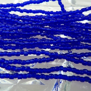 Size 9/0 Three Cut-Tri Cut TRANSPARENT COBALT BLUE Preciosa Czech Glass Seed Beads-2.6mm Rocailles-One Hank/Strands/Strings-Jewelry Supplies