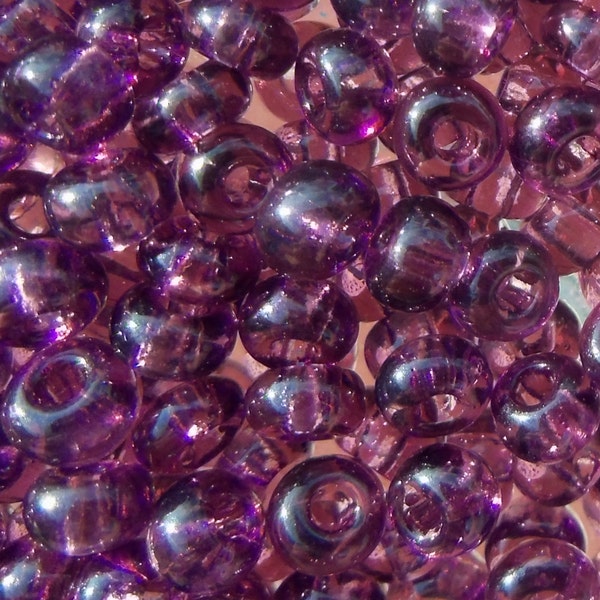 Size 6/0 E Bead TRANSPARENT AMETHYST-Purple/Ultra Violet Preciosa Czech Glass Pony Seed Beads-4mm Round Rocailles-20grams-Kumihimo Supplies