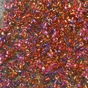 11/0 Miyuki Delica, Color Lined Metallic TUTTI-FRUTTI MIX Purple/Rose/Gold (#DB0982), 7.5 gram Tube, 1.6mm Round Glass Seed Bead/Rocaille