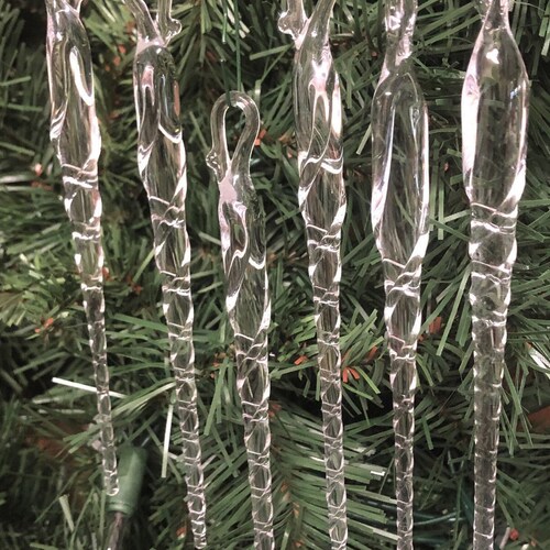 Set of 6 Ruby Red Icicles Christmas Tree Ornaments Hand Blown Etsy