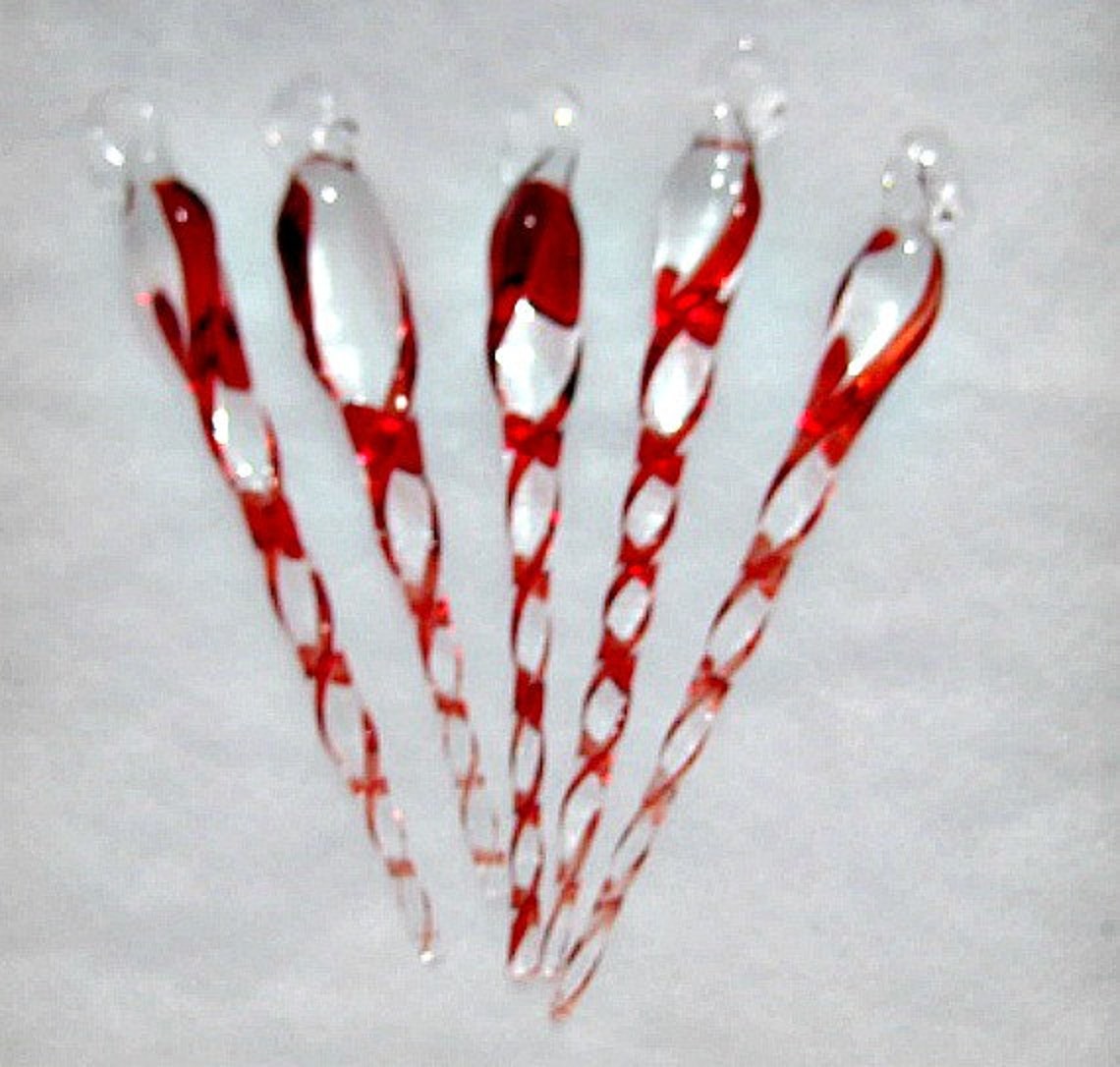 Set of 6 Ruby Red Icicles Christmas Tree Ornaments Hand Blown Etsy