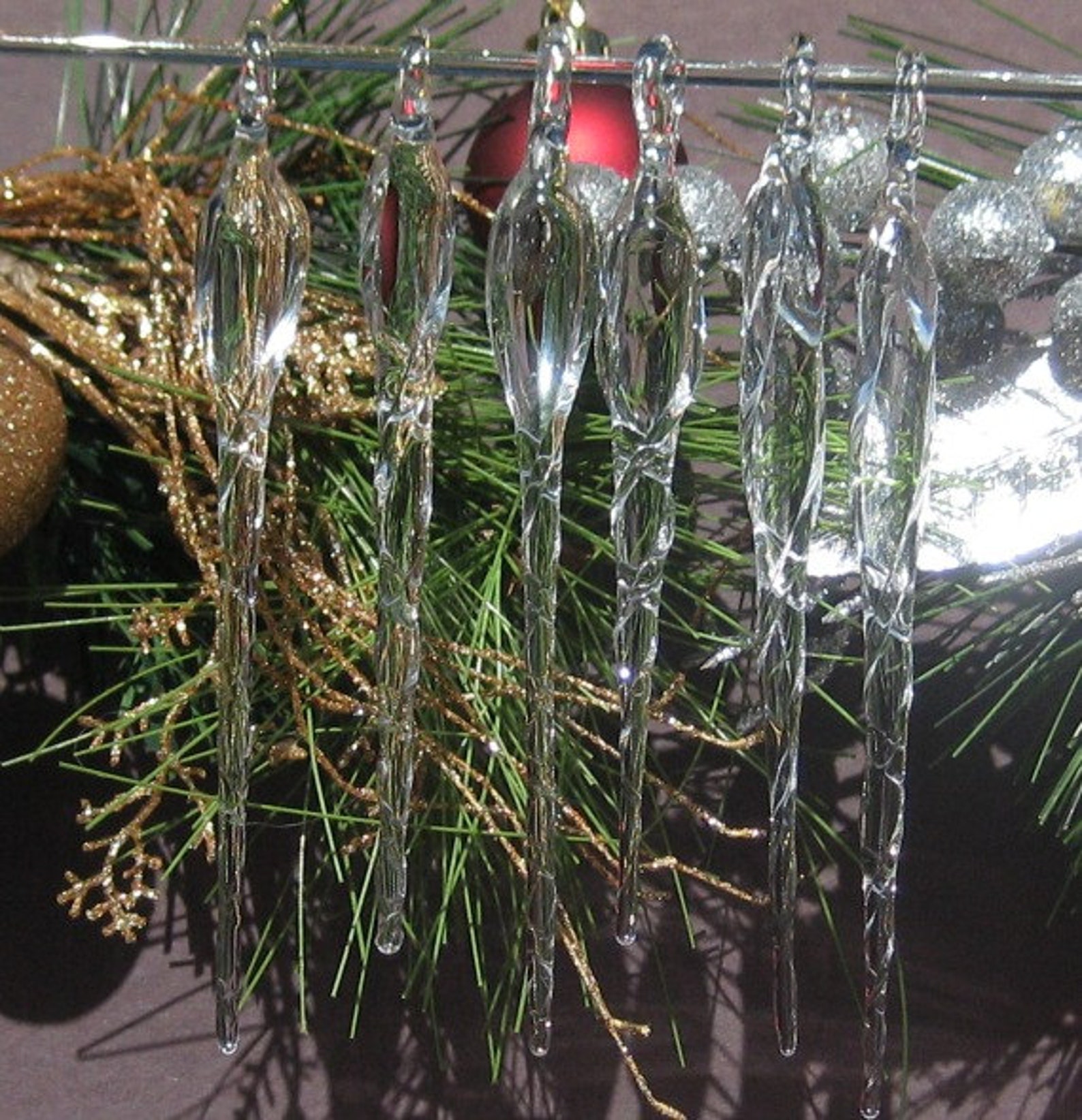 Set of 6 Elegant Hand Blown Glass Icicles Ornaments Etsy
