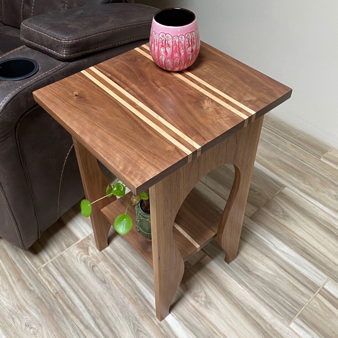 Mid Century Modern Small Coffee Table, Walnut Wood End Side Table ...