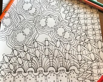 Adult Coloring Page - Zentangle- Doodle Art - Coloring - Geometric Coloring Page - Square Coloring page - Abstract Coloring page - Relaxing